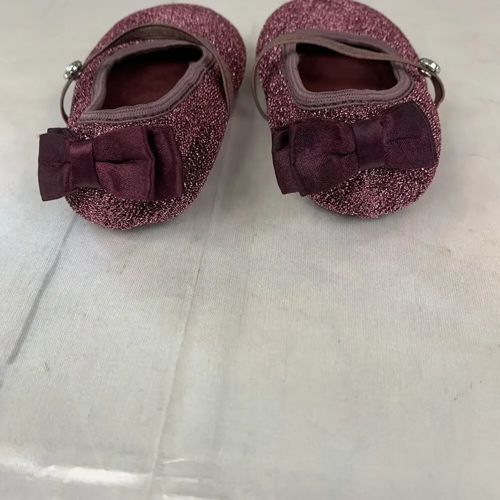 Girls Stuart Weitzman Sparkly‎ Purple Mary Jane Dress Holiday Shoes With Bow 4